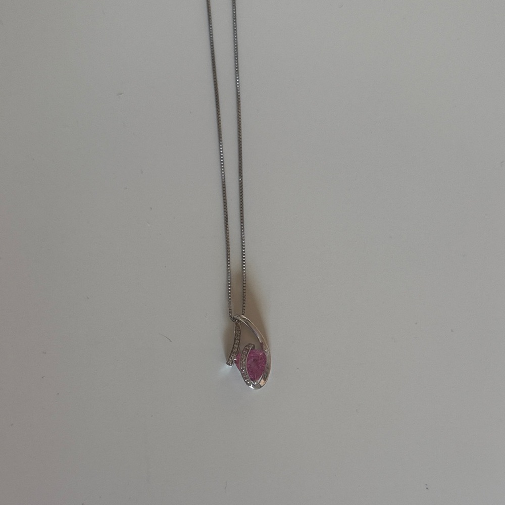 Kay Jewelers Silver Necklace with Pink Gemstone
